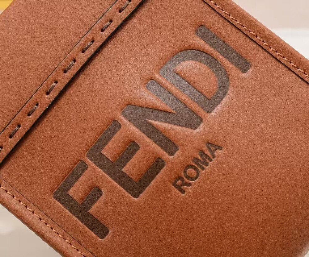 Fendi Sunshine Mini Brown Calfskin Top Handle Shopper - Picture 5 of 9